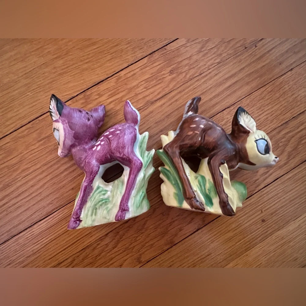 Rare Vintage 40s/50s Japan-Marked Ceramic Deer Salt and Pepper Shakers